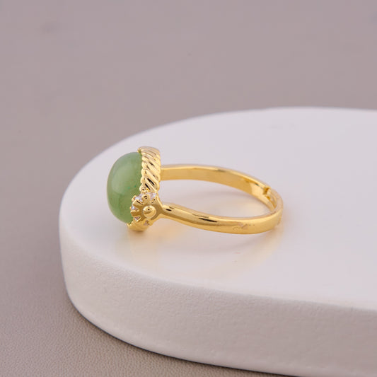 Elegant Green Gemstone Gold Ring