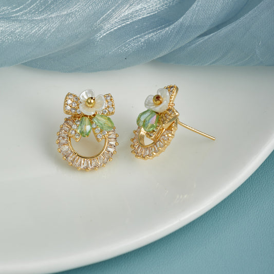 Elegant Gold Earrings with Gemstone Accents