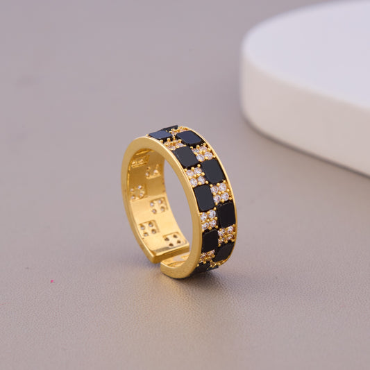Bold Checker Style Ring
