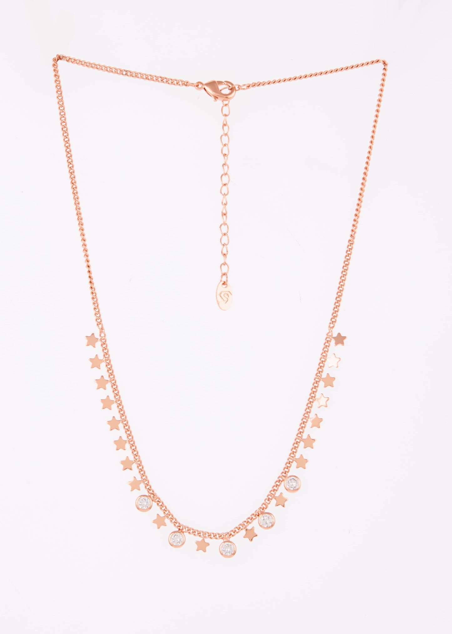 Rose Gold Star & Crystal Charm Necklace by GC Premium Jewellery