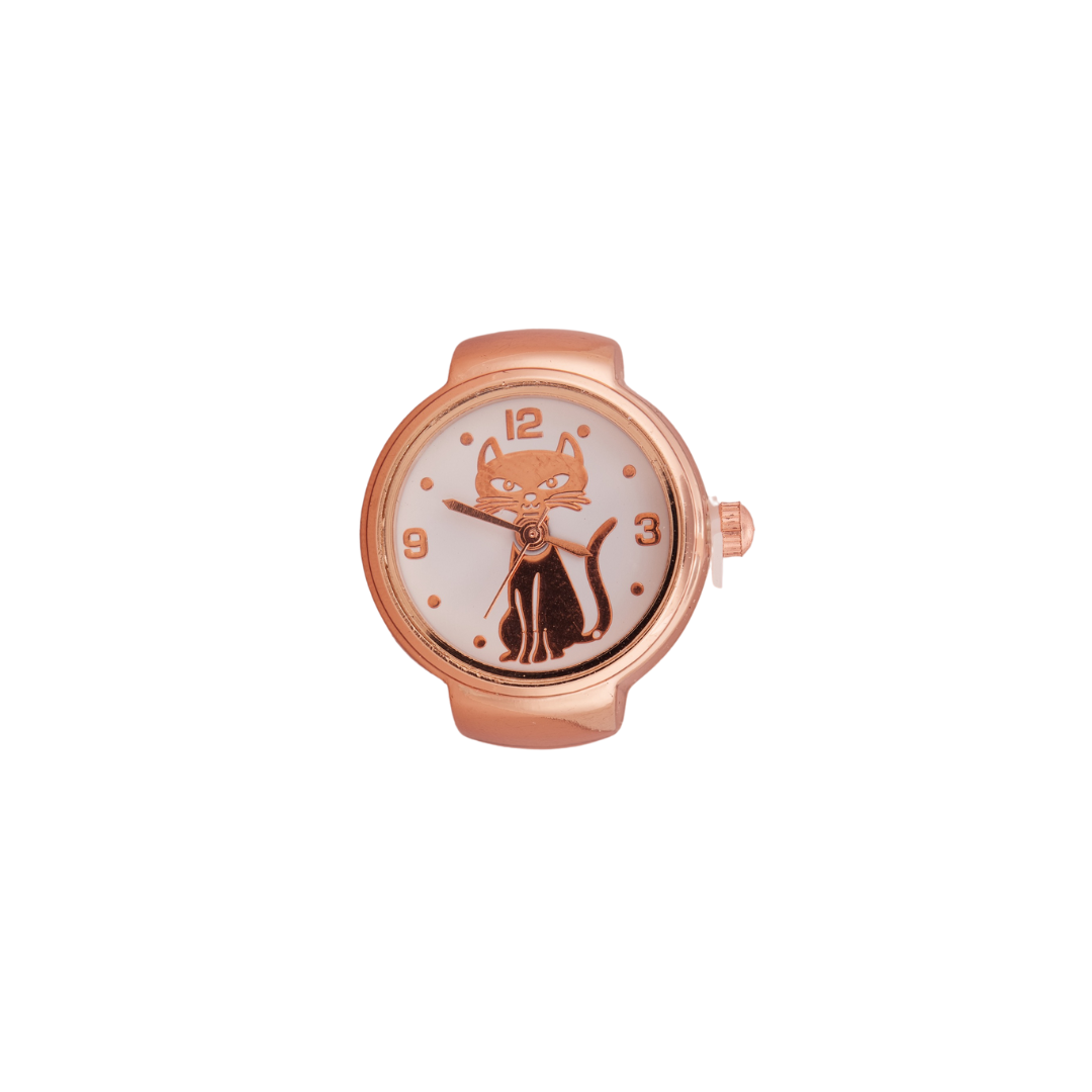 Buy Rose Gold Ring Watch with Cute Cat Dial Design – Chic and Playful Accessory