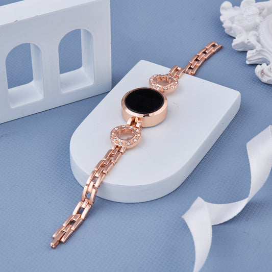 Rose Gold Digital Watch with Clover Charm Accents