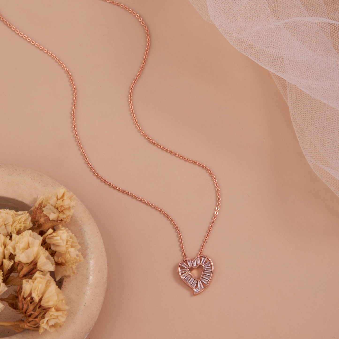 Timeless Heart & Floral Pendant Necklace