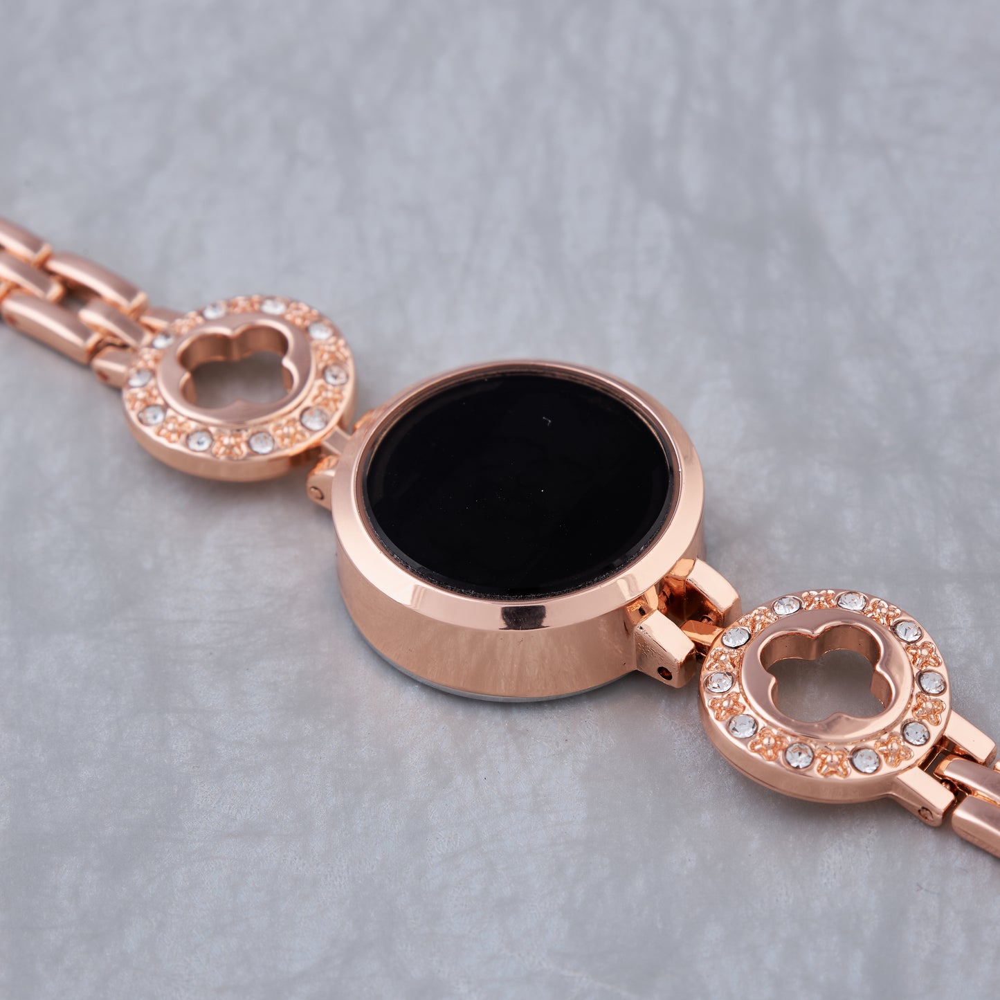 Rose Gold Digital Watch with Clover Charm Accents
