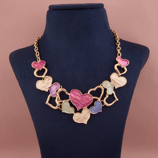 Playful Heart Necklace with Colorful Charms