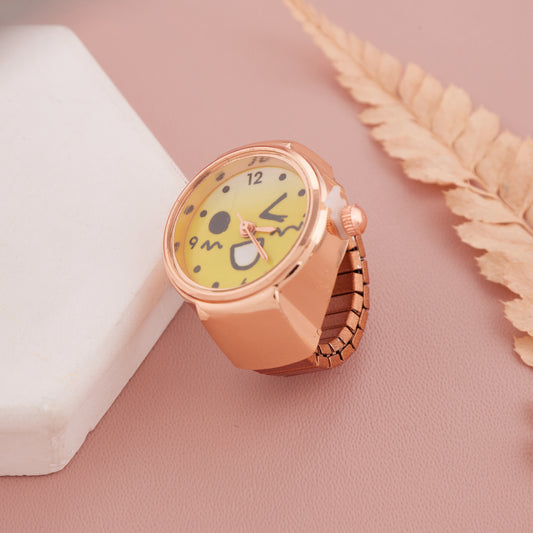 Rose Gold Funky Emoji Ring Watch for Girls & Women
