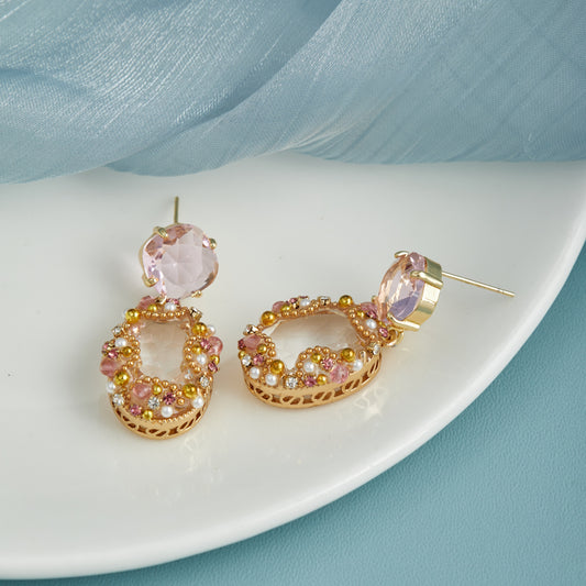 Elegant Bling-Bling Golden Earrings