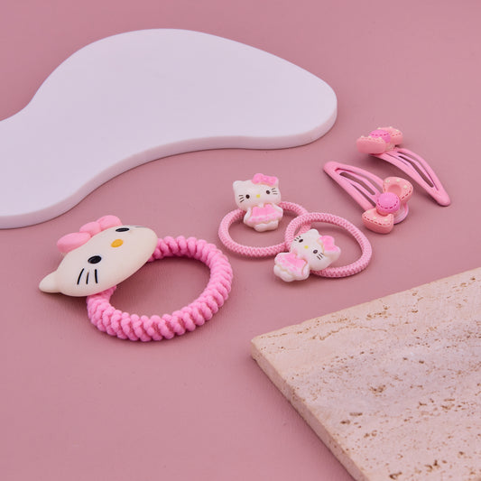 Pink Kitty Hair Set