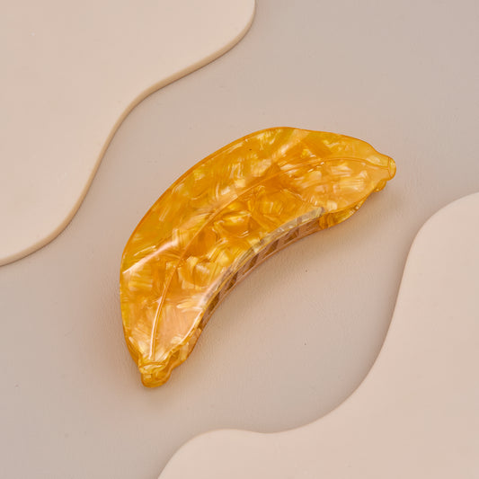 Golden Yellow Leaf Design Hair Claw Clip