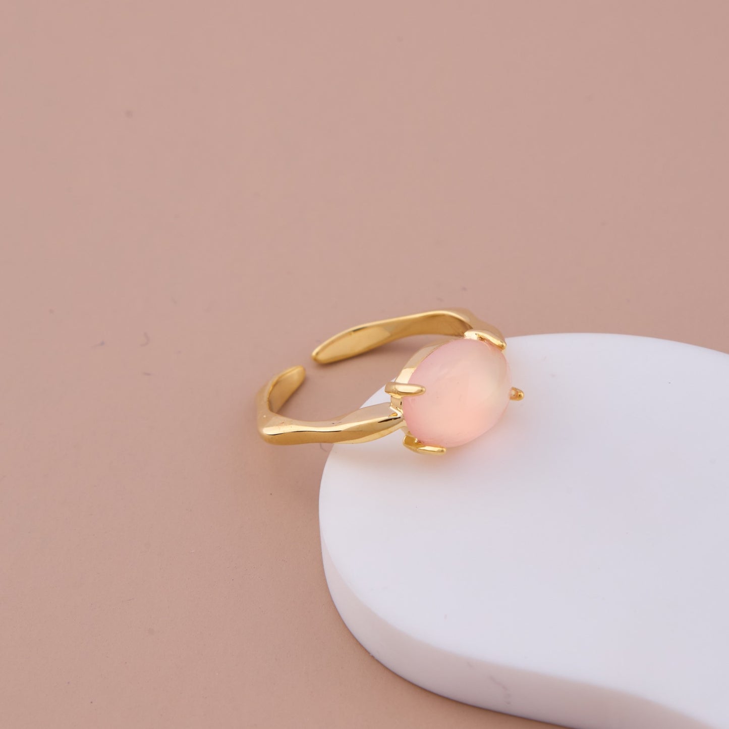Oval Rose Quartz Style Ring
