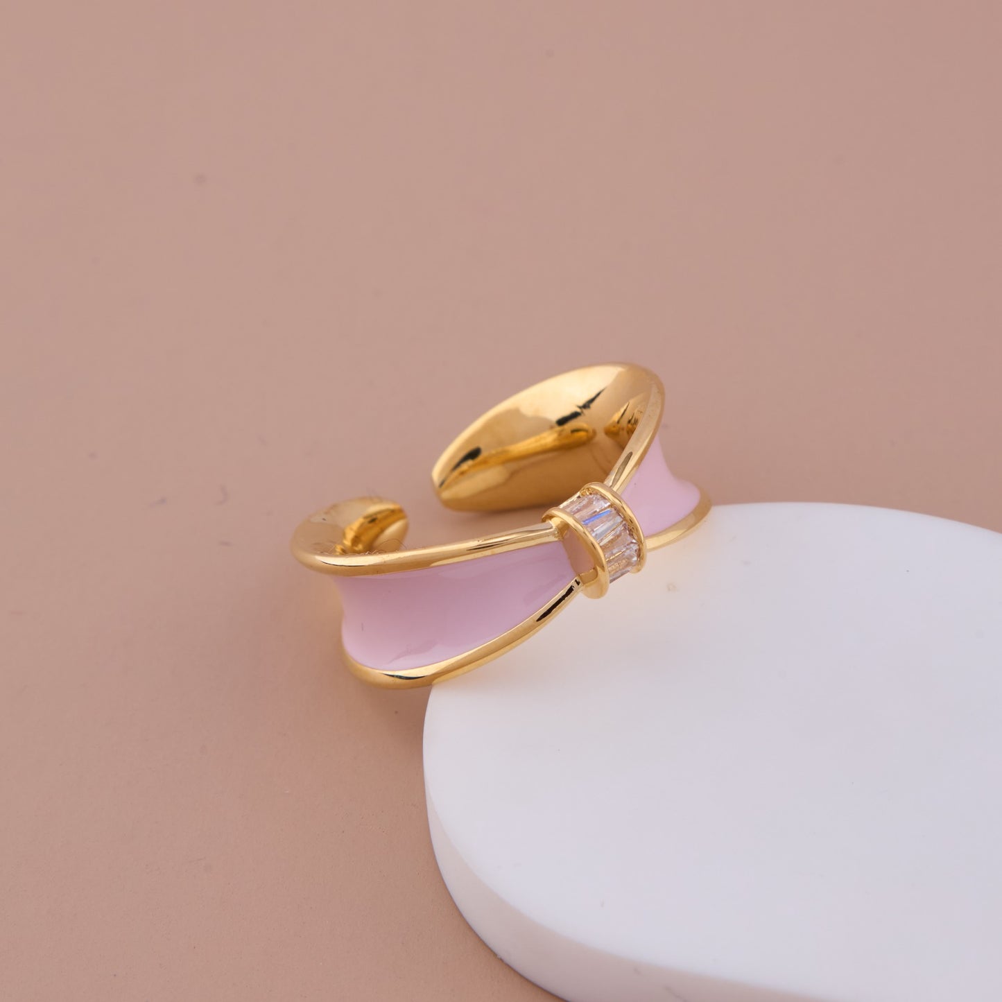 Pink Bow Enamel Ring