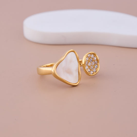 White Stone & CZ Adjustable Ring