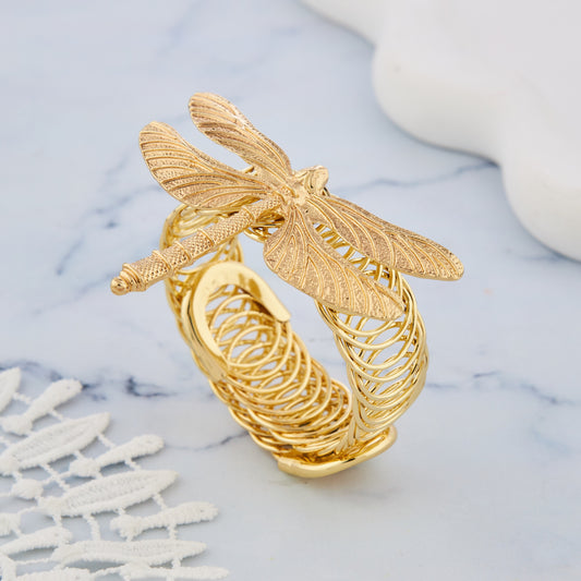 Golden Drift Dragonfly Bracelet