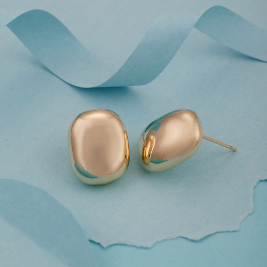 Minimalist Chunky Gold-Tone Stud Earrings for Women
