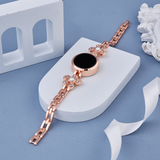 Floral Round Dial Rose Gold Digital Watch