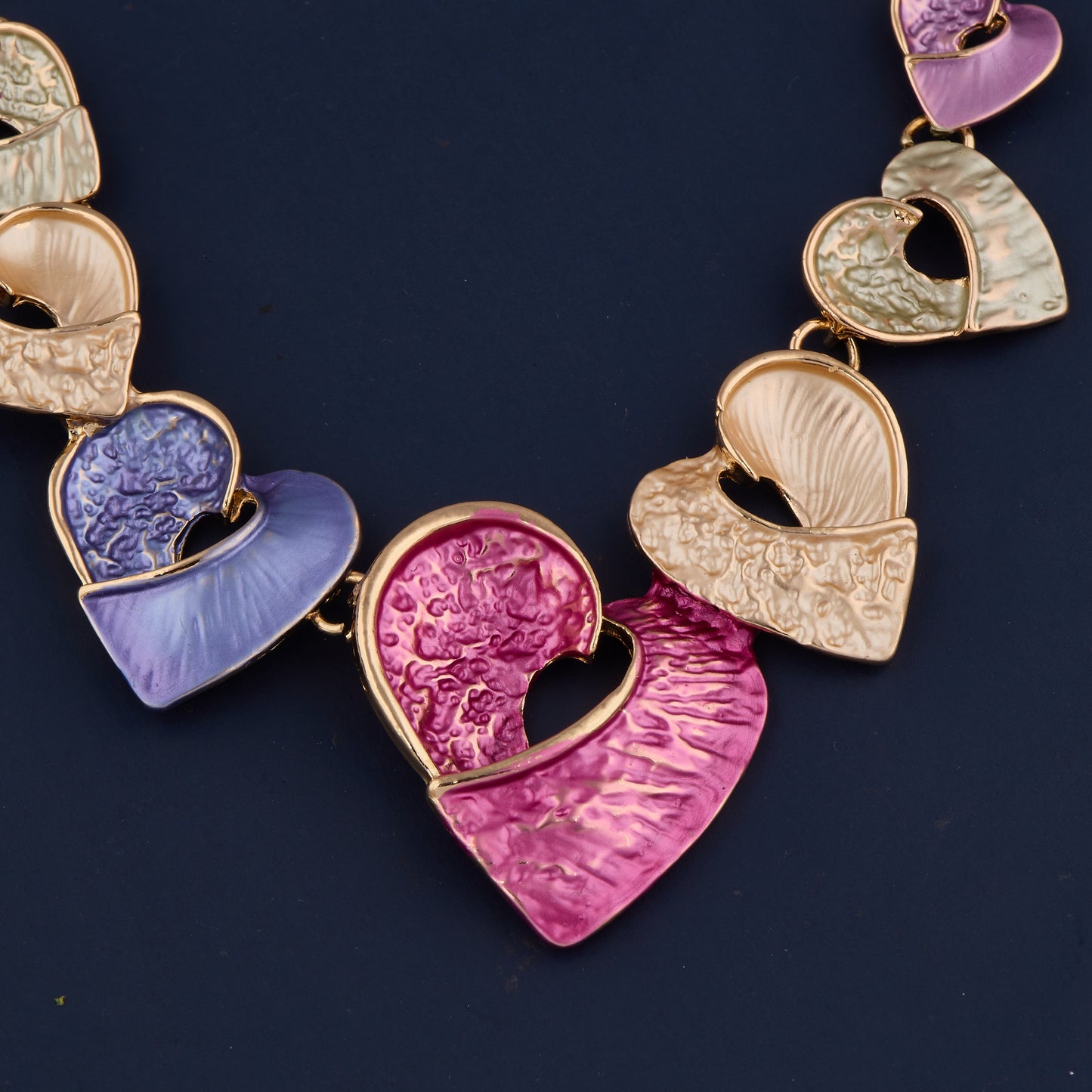 Vibrant Beaded Necklace with Colorful Hearts