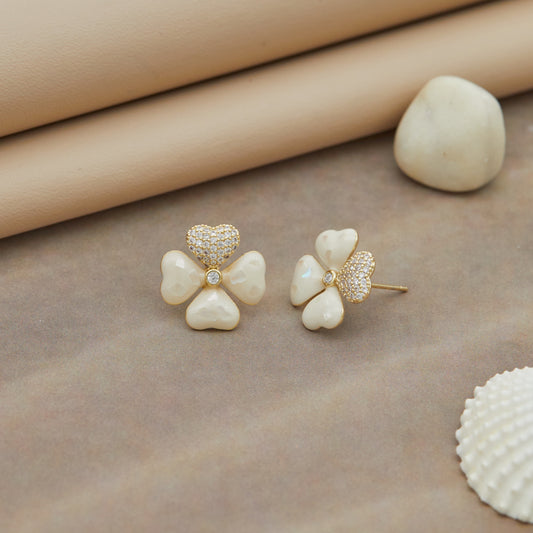Heart & Clover-Inspired Elegant Stud Earrings