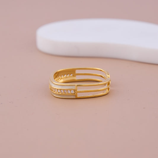 Pearl & CZ Square Band Ring