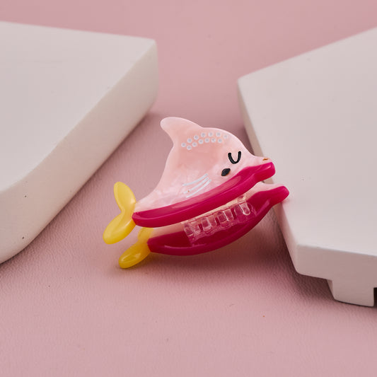 Adorable Pink Dolphin Shape Acrylic Hair Claw Clip