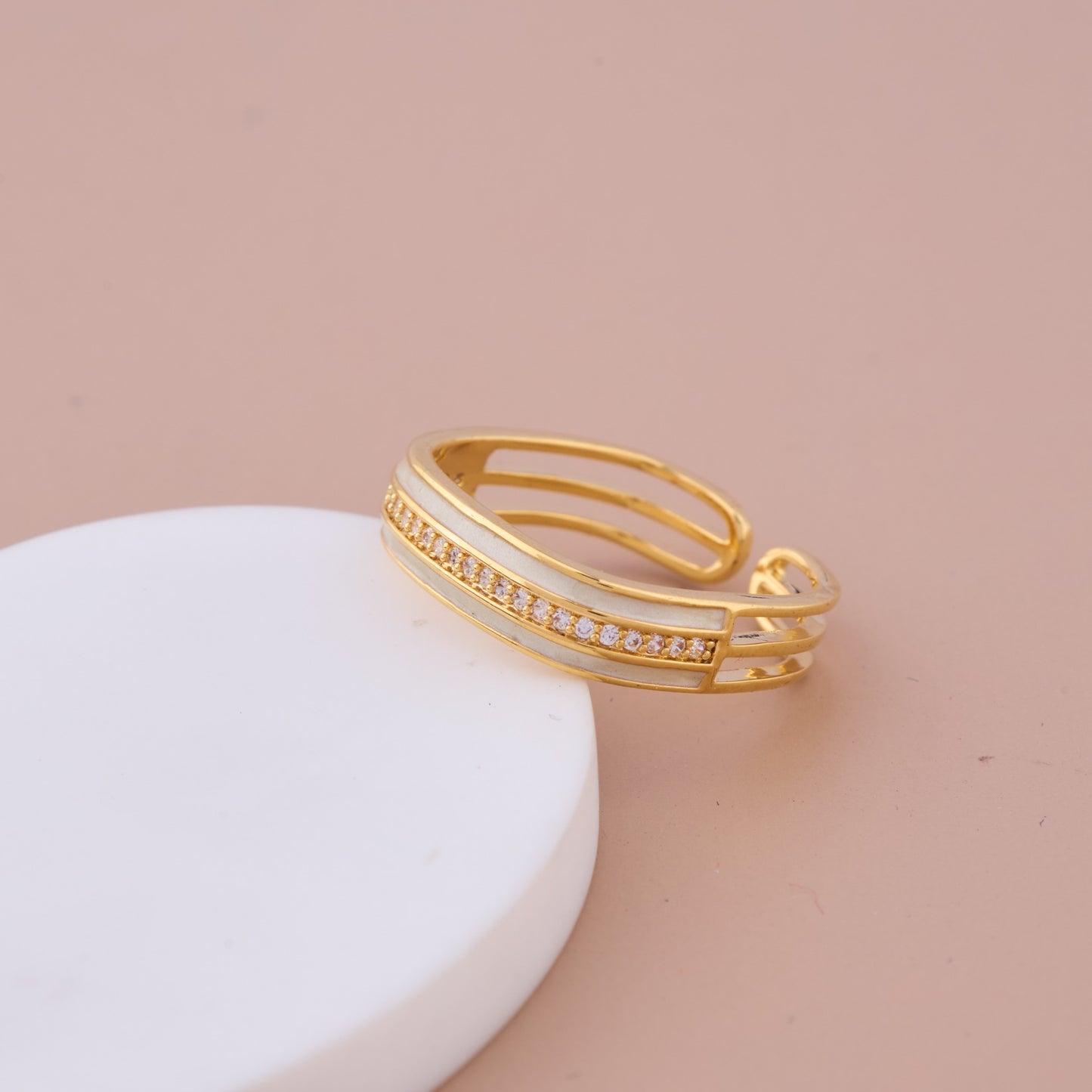 Pearl & CZ Square Band Ring