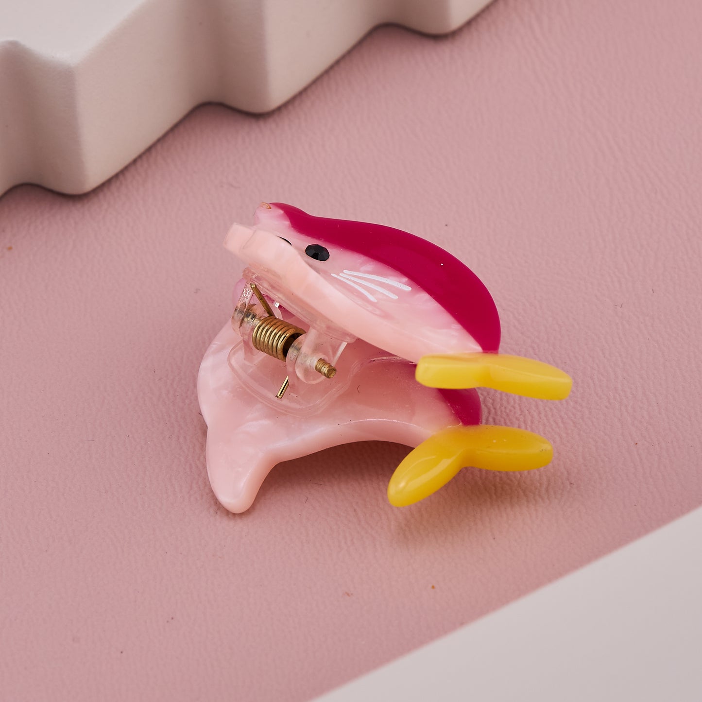 Adorable Pink Dolphin Shape Acrylic Hair Claw Clip
