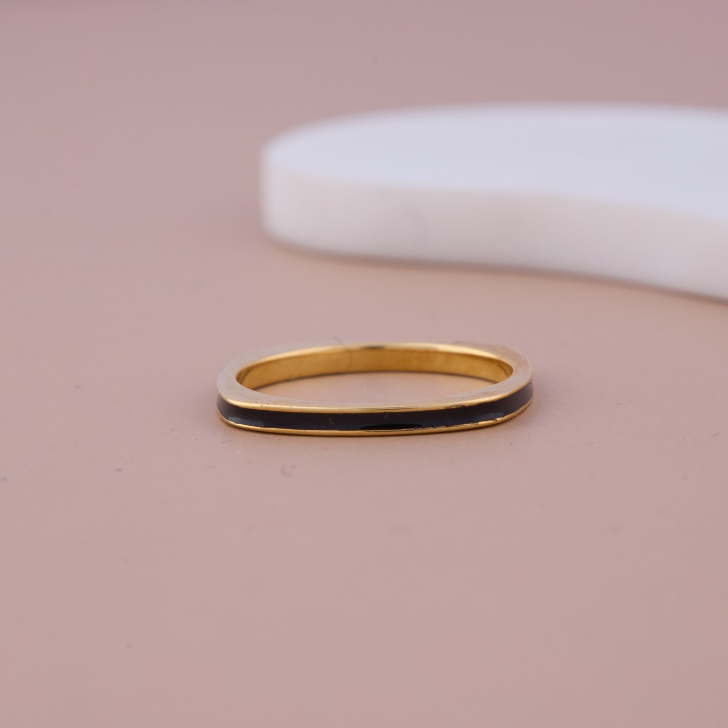 Minimalist Black Enamel Band Ring