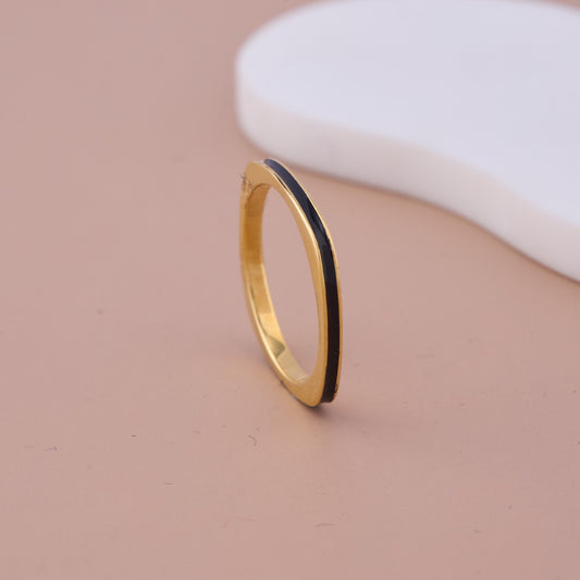 Minimalist Black Enamel Band Ring