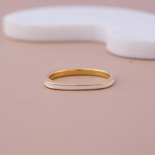 Minimal White Enamel Band Ring