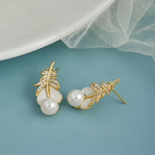 Pearl and Diamond Elegant Earrings