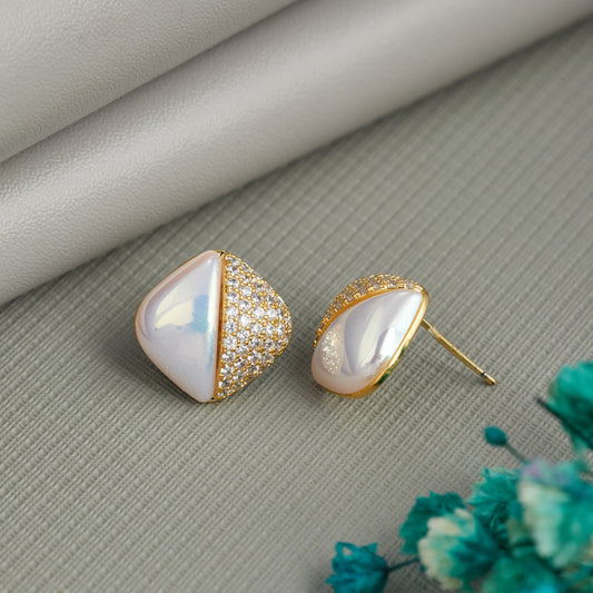 Elegant Diamond and Pearl Earrings