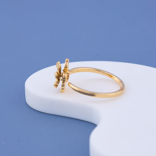 Black Heart Flower Stone Ring