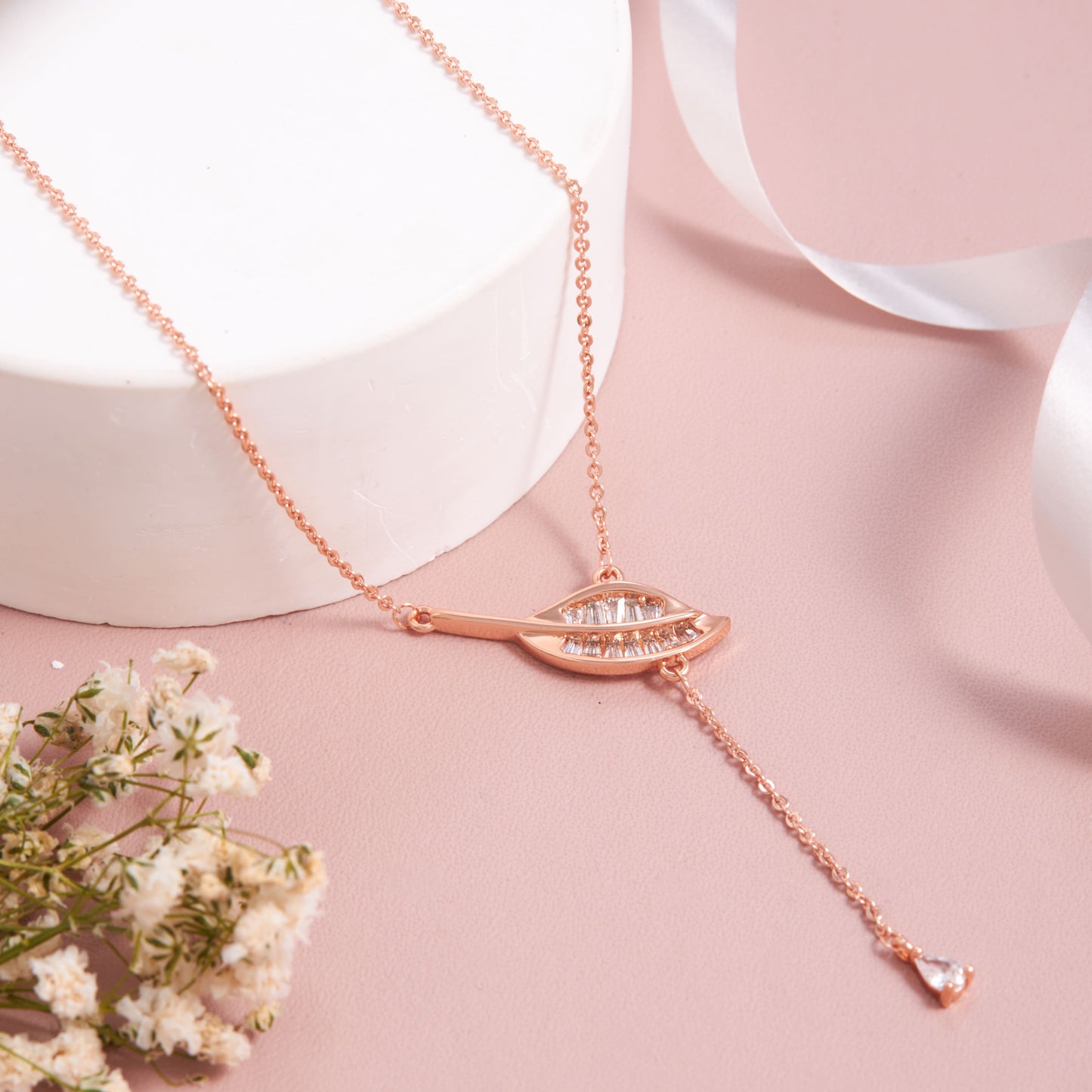 Rose Gold-Plated American Diamond Chain for Women
