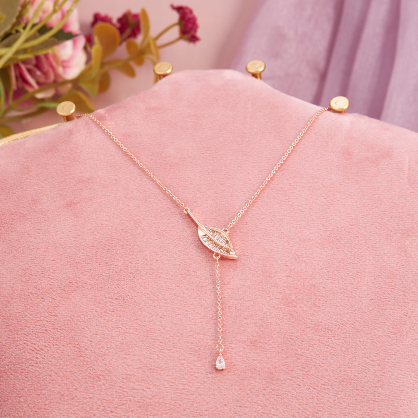 Rose Gold-Plated American Diamond Chain for Women