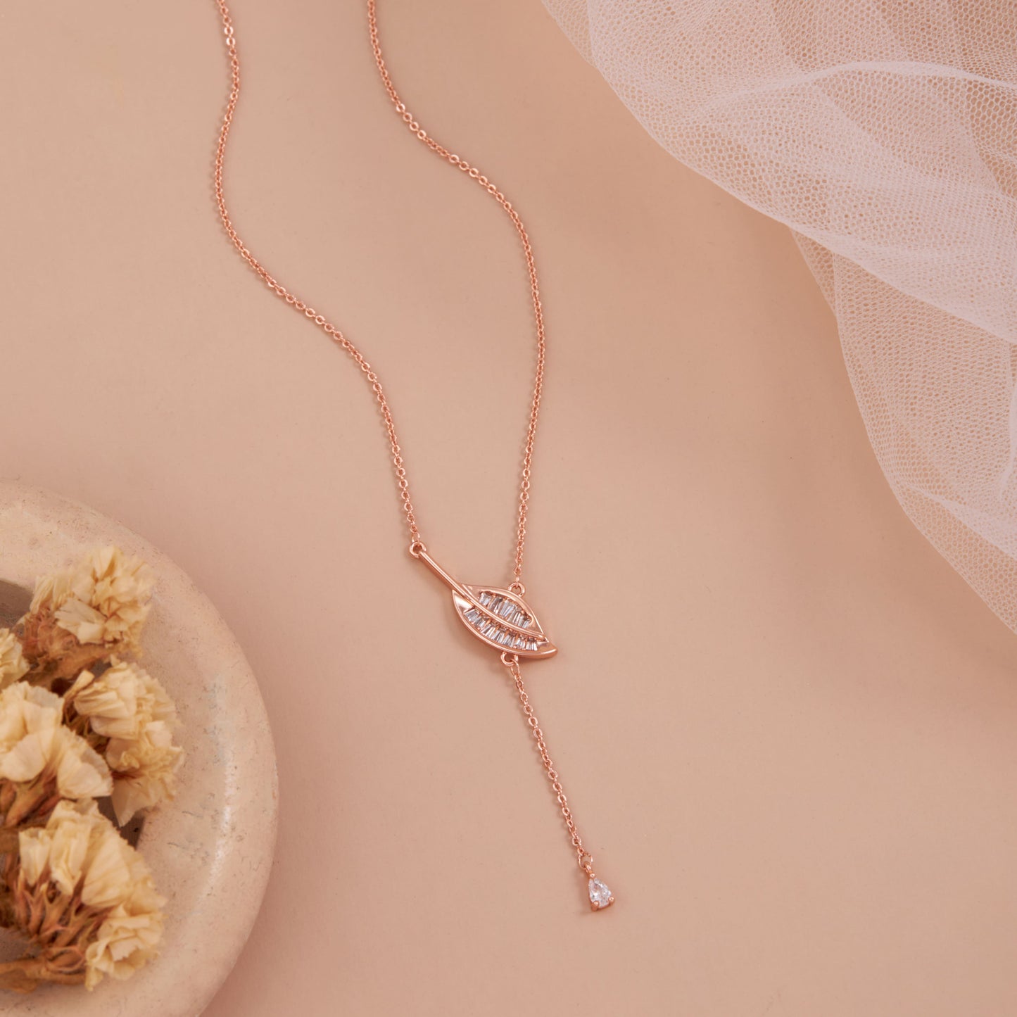 Rose Gold-Plated American Diamond Chain for Women