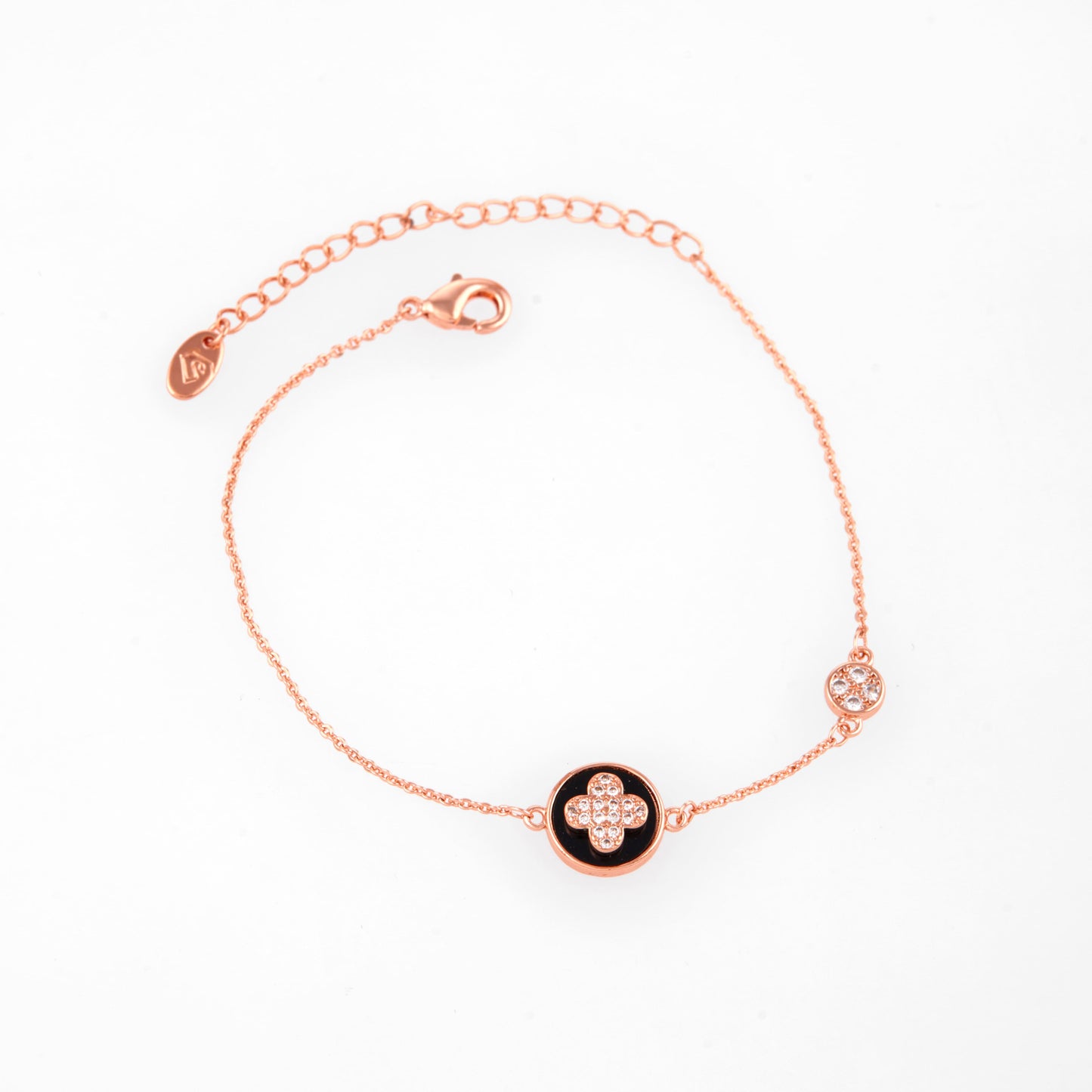 Stainless Steel Rose Gold-Plated AD Studded Floral Wraparound Bracelet