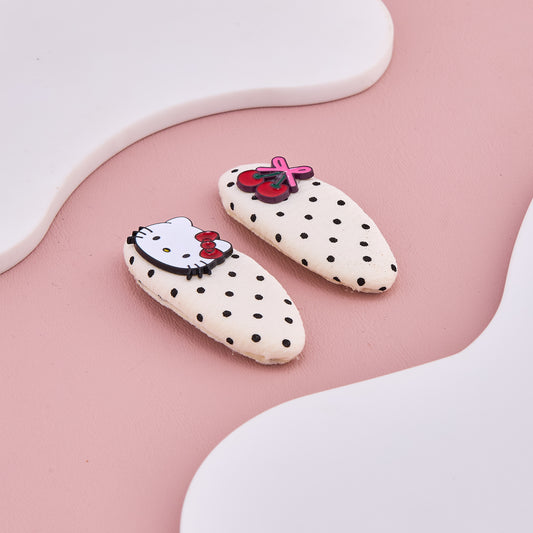 Polka Dot Hello Kitty & Cherry Hair Clips