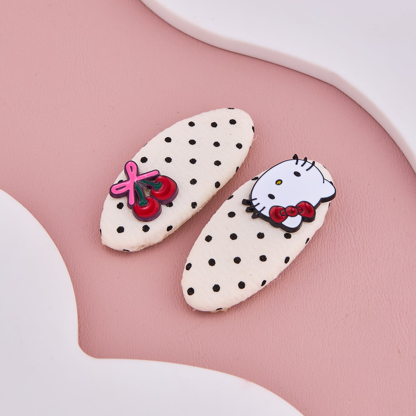 Polka Dot Hello Kitty & Cherry Hair Clips