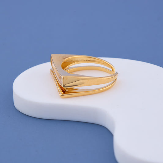 Dual Row Geometric Gold Ring