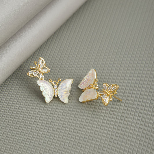 Iridescent Butterfly Charm Studs