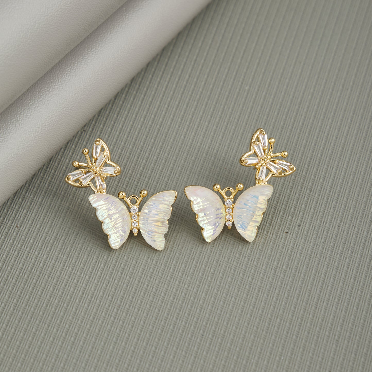 Iridescent Butterfly Charm Studs