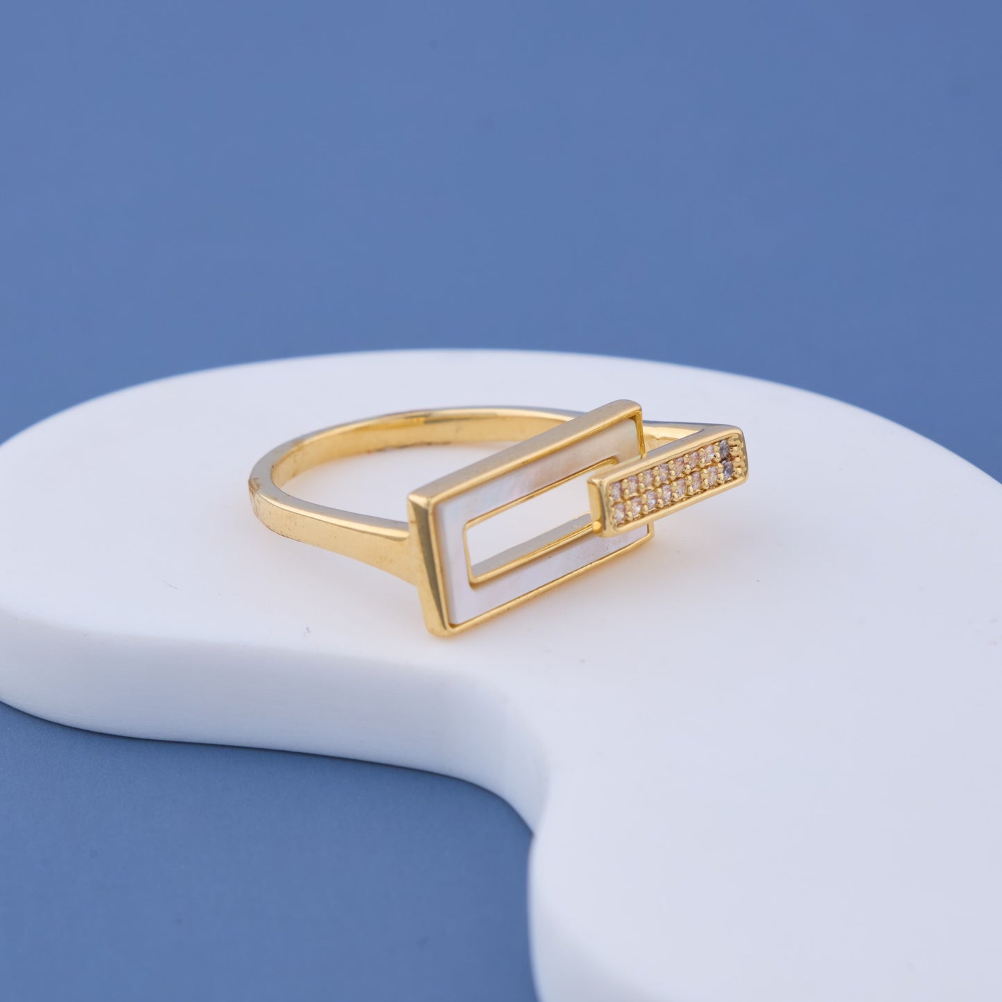 Modern Geometric Gold Statement Ring