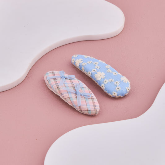 Floral & Check Hair Clips