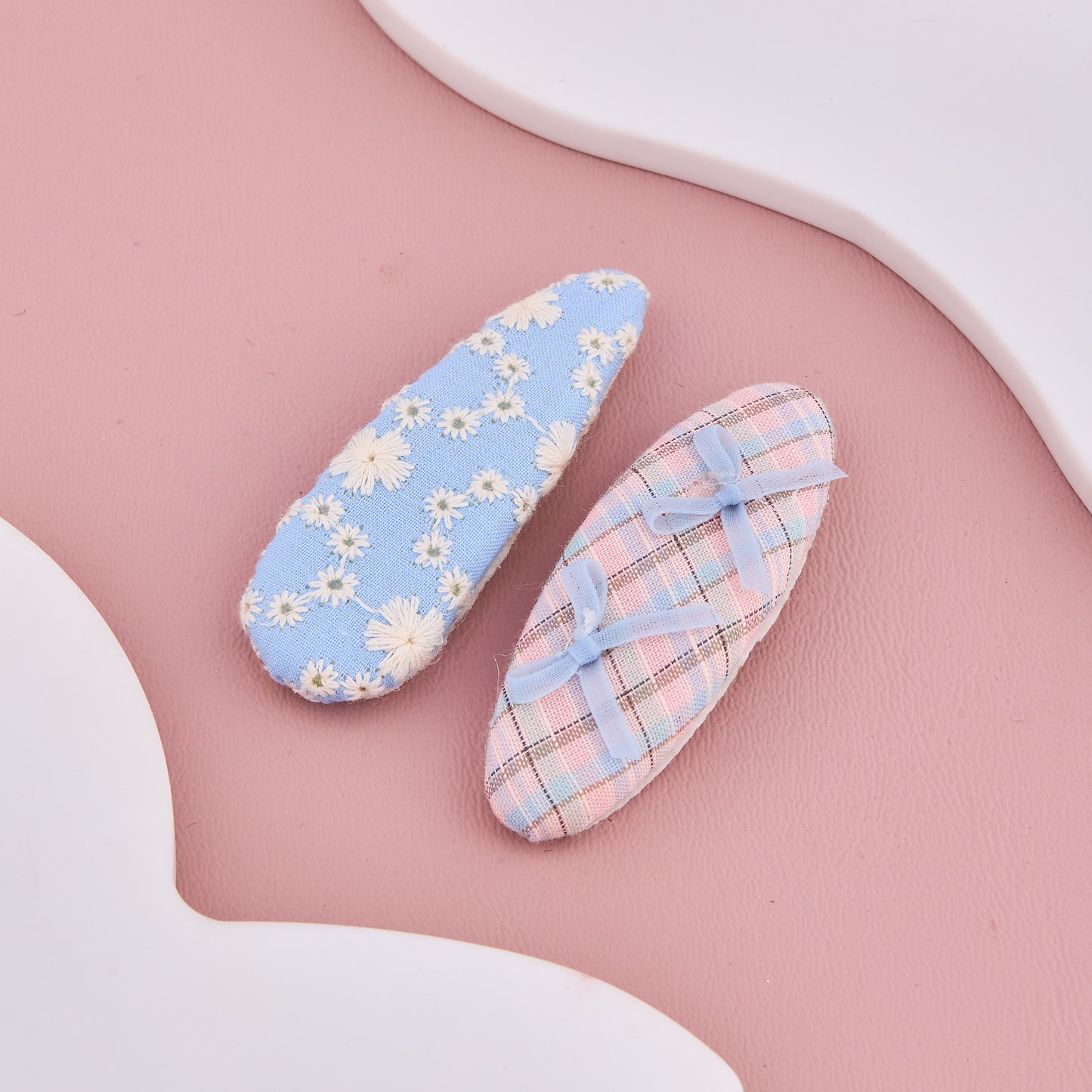 Floral & Check Hair Clips