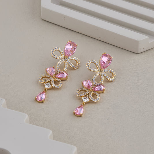 Pink Bow Drop Earrings