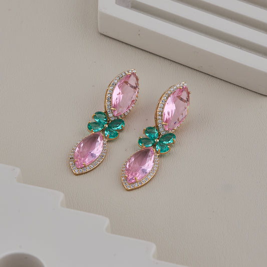 Pink Emerald Drop Earrings