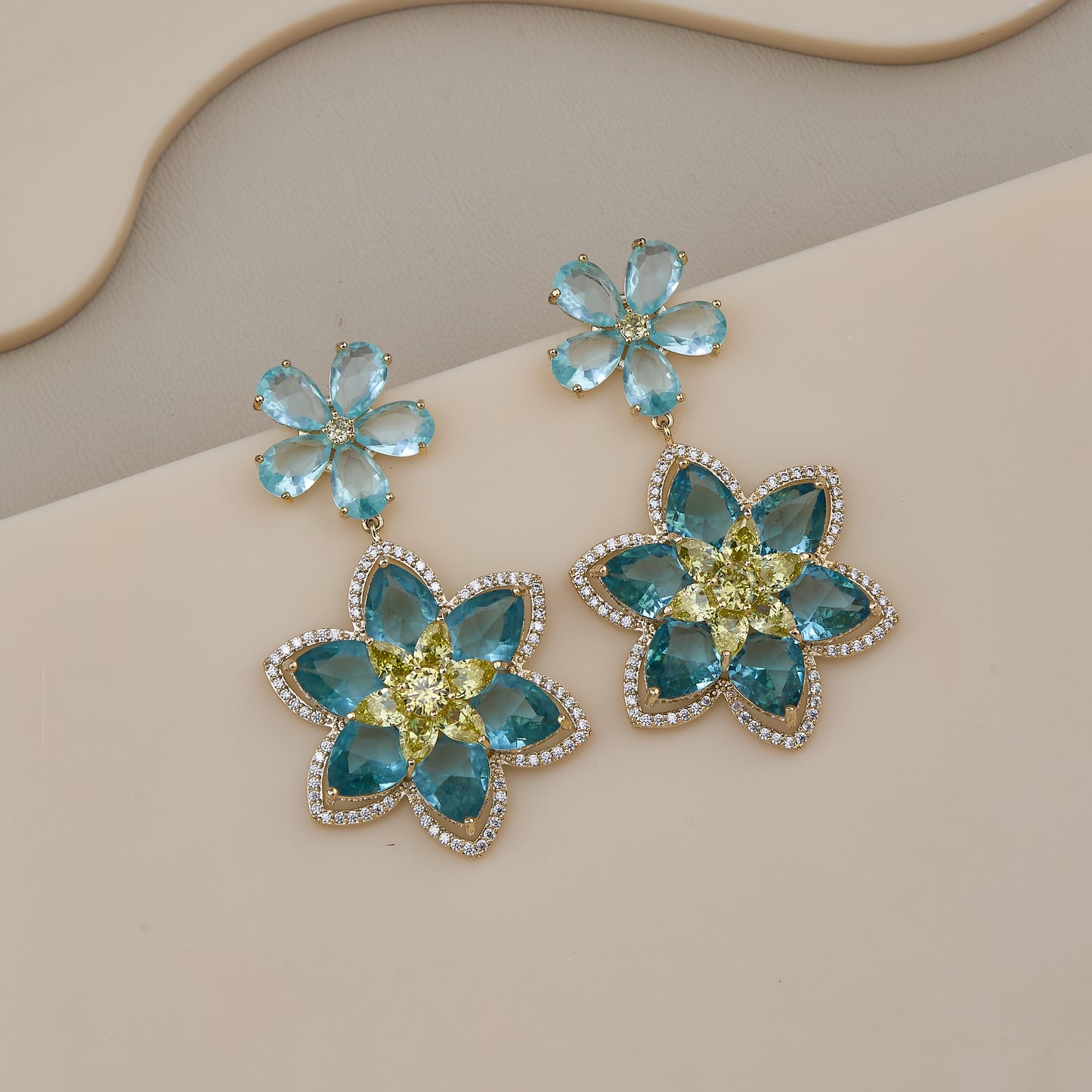 Aqua Blossom Drop Earrings