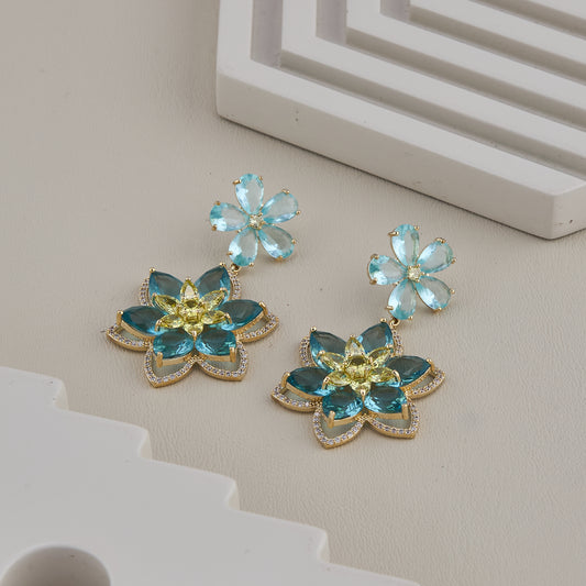 Aqua Blossom Drop Earrings