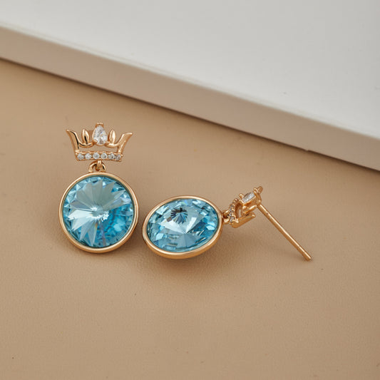 Blue Turquoise & Enamel Pendant Earrings