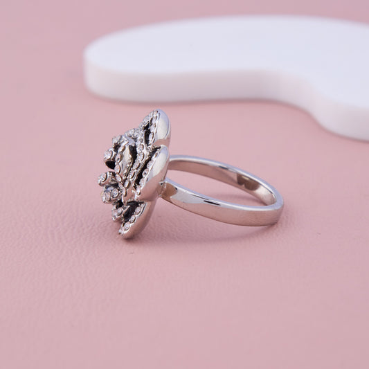 Black Rose Crystal Statement Ring