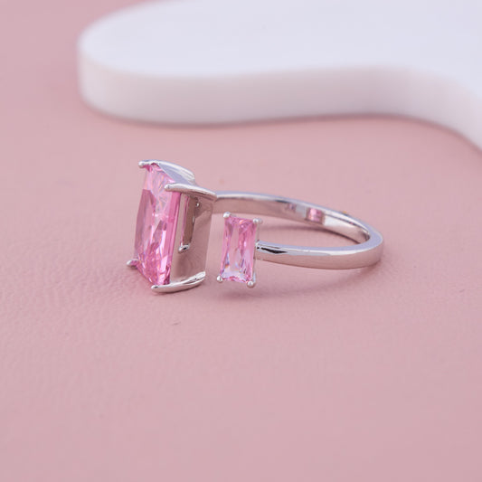 Pink Dual Stone Adjustable Ring